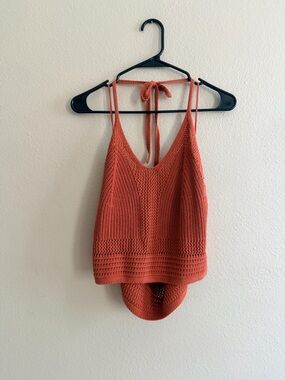 Aerie Crochet Halter Tie Crop Top